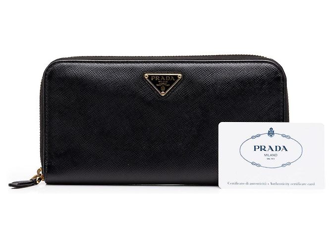 Cartera de viaje Prada Saffiano negra con cremallera, carteras largas Negro - vista 8