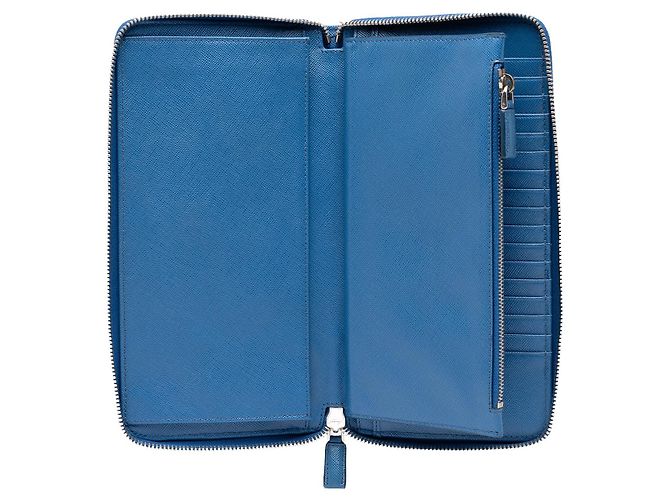 Blue Prada Saffiano Zip Around Travel Organizer Wallet Long Wallets - view 4