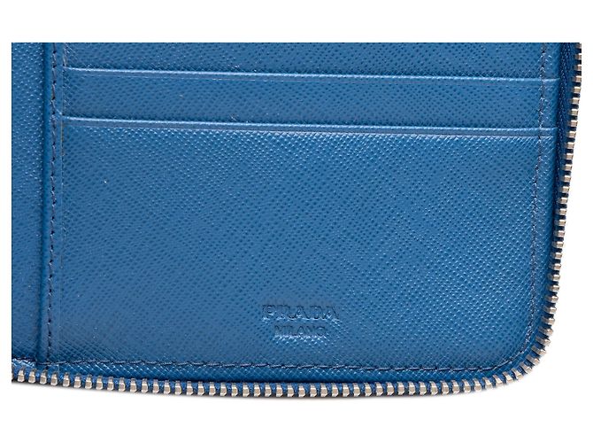 Blue Prada Saffiano Zip Around Travel Organizer Wallet Long Wallets - view 6