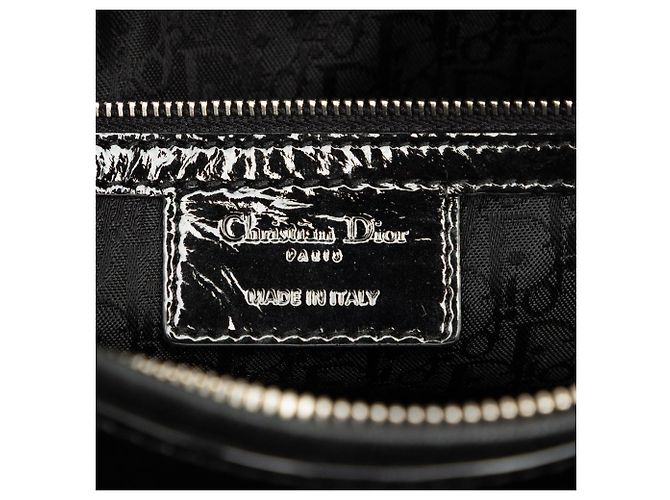 Autre Marque Borsa Lady Dior Large in pelle verniciata Cannage Nera Nero - vista 5