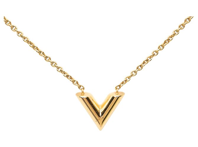 Collier Essential V Louis Vuitton plaqué or Doré - vue 2
