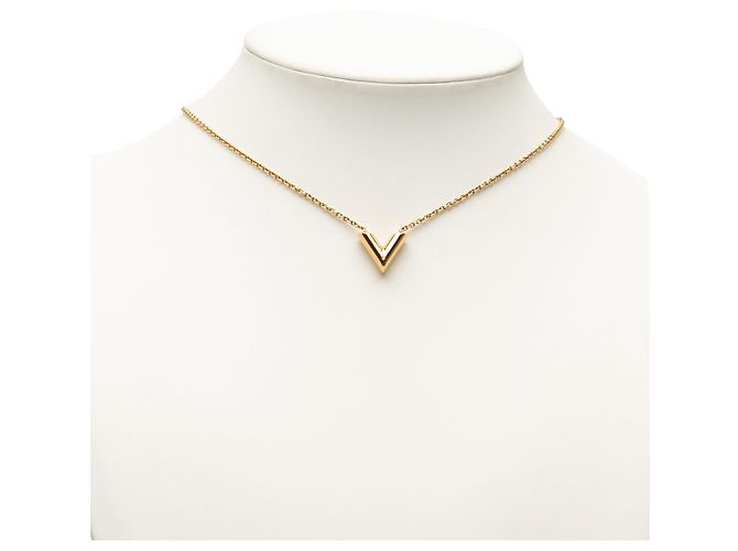 Collier Essential V Louis Vuitton plaqué or Doré - vue 7