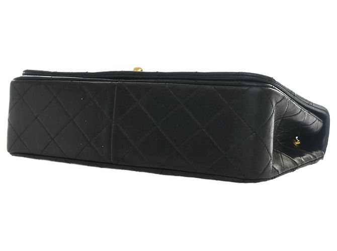 Schwarze Chanel CC gesteppte Lammleder Umhängetasche mit Drehverschluss, Full Single Flap - Ansicht 14
