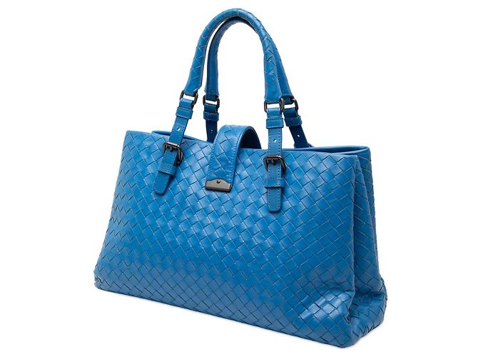 Sac Bottega Veneta Small Nappa Intrecciato Roma Bleu - vue 2