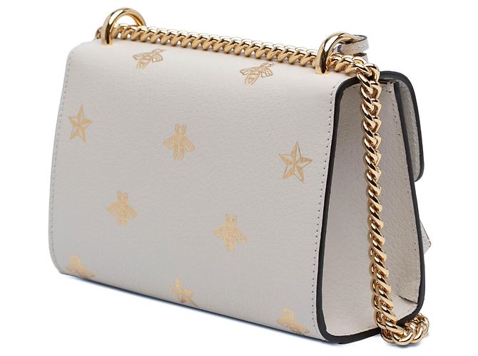 Borsa a tracolla Gucci Small Leather Bee Star Padlock bianca Bianco - vista 2