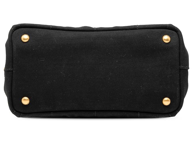Tote Bolsa Prada Small Canvas Canapa Logo Preta Preto - vista 3