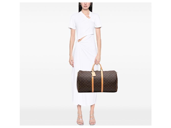 Mala de Viagem Louis Vuitton Monogram Keepall 55 Castanha Marrom - vista 6