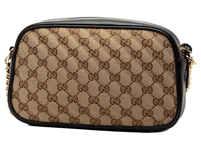Borsa a tracolla Gucci Small GG Marmont Matelassé in tela GG e pelle, marrone - vista 2