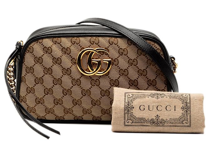 Borsa a tracolla Gucci Small GG Marmont Matelassé in tela GG e pelle, marrone - vista 8