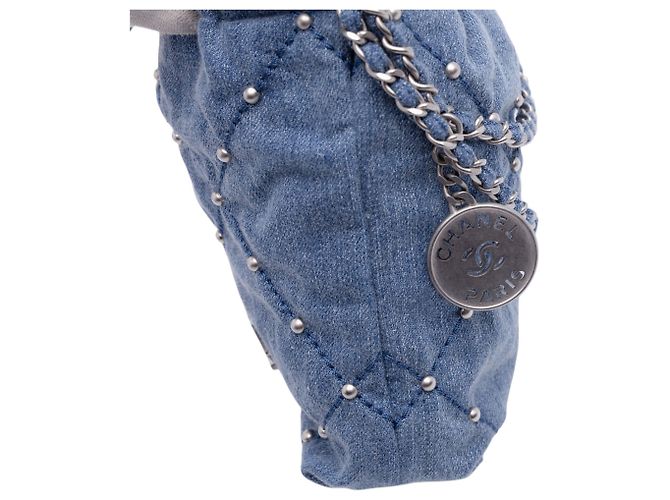 Borsa Chanel Mini Denim Studded 22 Blu - vista 7