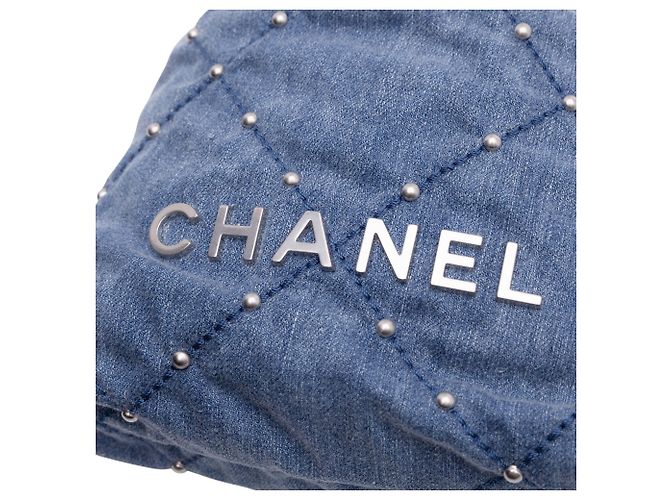 Borsa Chanel Mini Denim Studded 22 Blu - vista 8