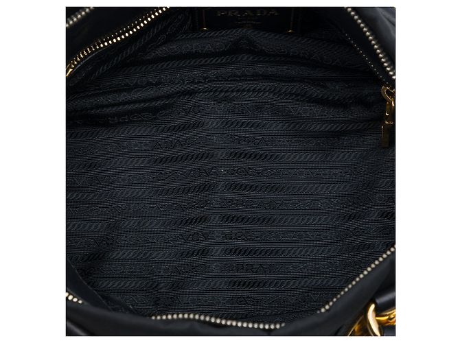 Bolsa Satchel Prada em Tessuto com acabamento em couro de bezerro macio preto - vista 4
