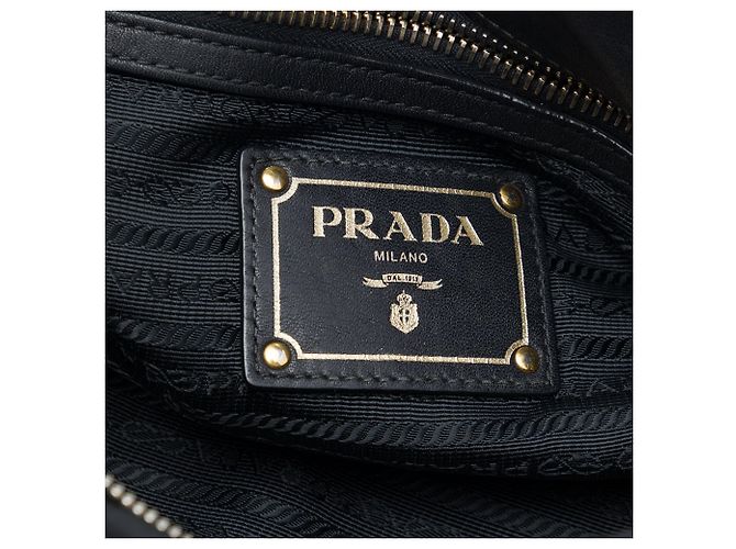 Bolsa Satchel Prada em Tessuto com acabamento em couro de bezerro macio preto - vista 5