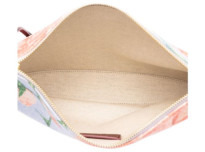 Pochette LOEWE Paulas Ibiza en toile bleue avec imprimé rose - vue 4