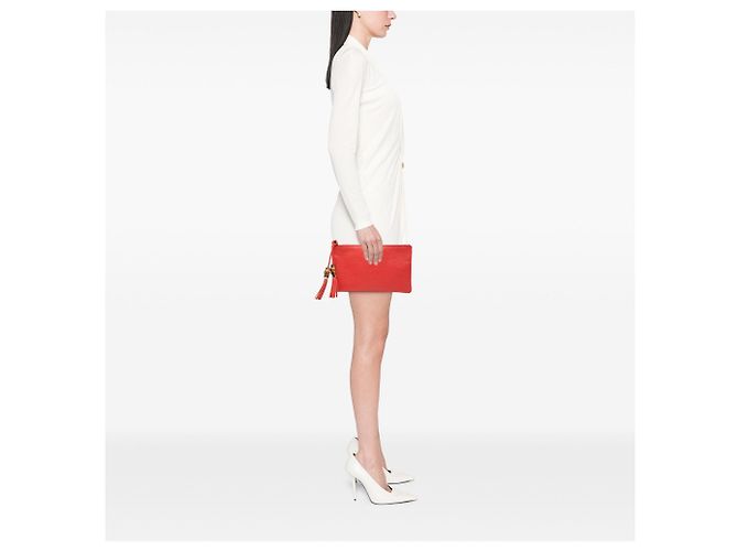 Bamboo Clutch Gucci de piel de becerro roja con bambú - Ansicht 6
