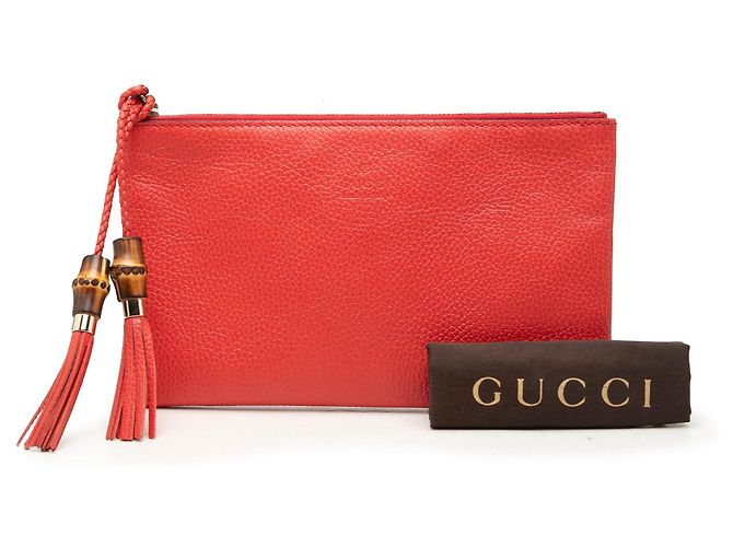 Bamboo Clutch Gucci de piel de becerro roja con bambú - Ansicht 7
