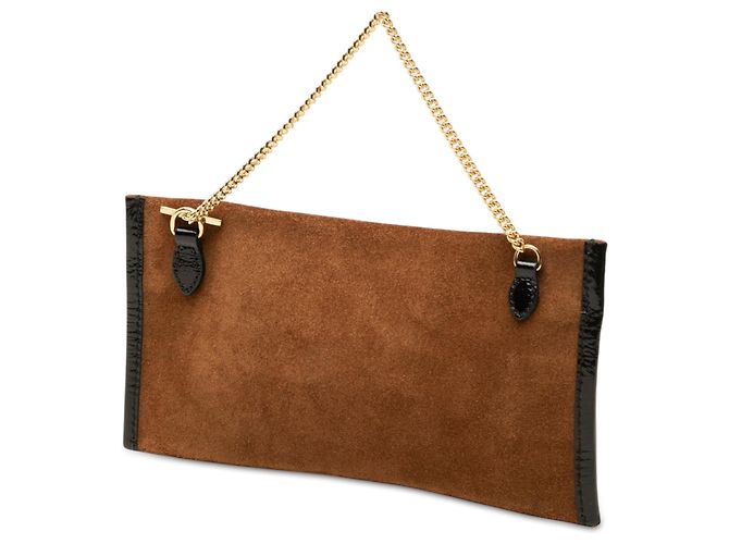 Pouch Gucci Rajah in camoscio marrone - vista 2