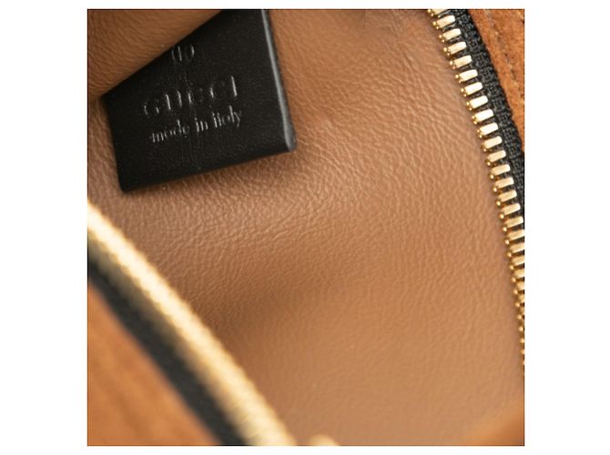 Pouch Gucci Rajah in camoscio marrone - vista 5