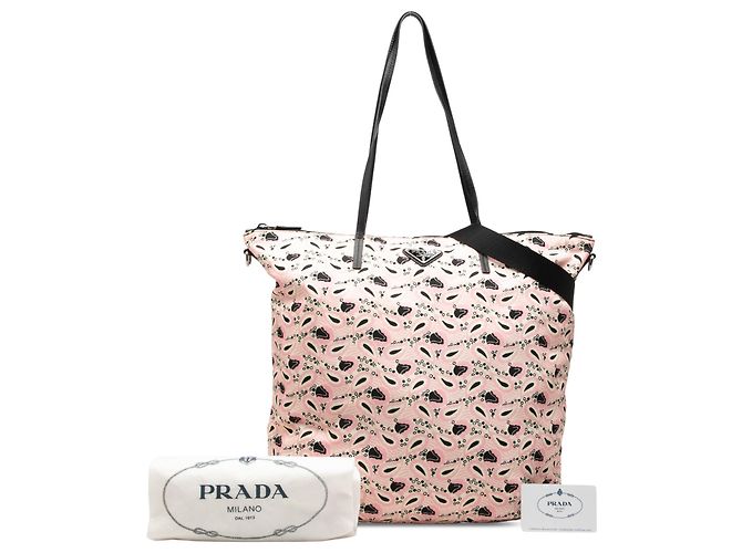 Borsa tote Prada Tessuto Stampato rosa - vista 7