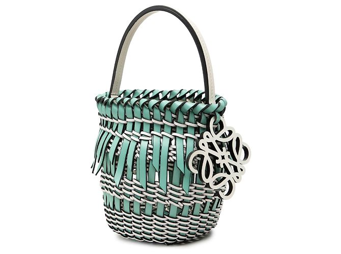 LOEWE Bicolor Leder Bucket Bag mit Fransen in Grün - Ansicht 2