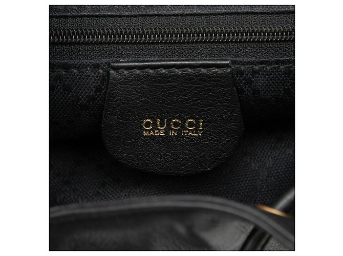 Bamboo Mini mochila Gucci em couro de bezerro preto com cordão e bambu - vista 5