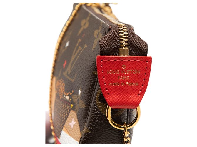 Mini Pochette Accessories Shoulder Bag Louis Vuitton Monogram Cats Christmas Animation Marrón Castaño - vista 5