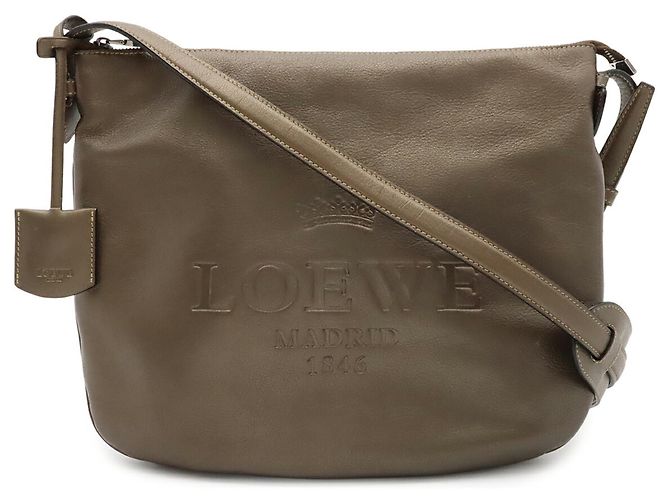 Loewe Heritage Schultertasche aus Metallic-Leder Khaki Bronze - Ansicht 2