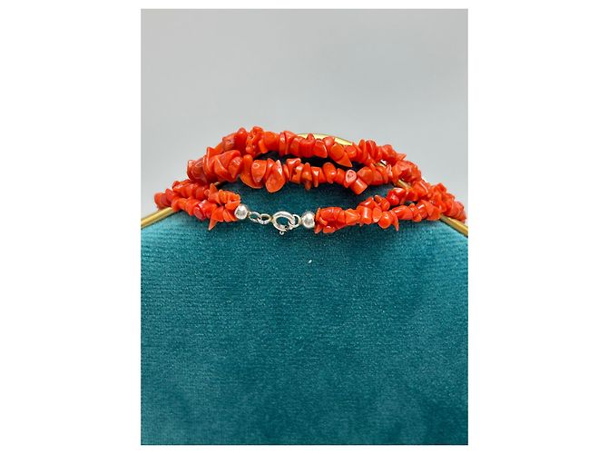 Autre Marque Collana lunga in Corallo Rosso naturale e perle Barocche Bianco - vista 5