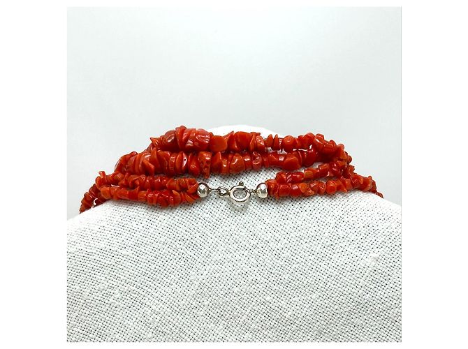 Autre Marque Collana lunga in Corallo Rosso naturale e perle Barocche Bianco - vista 8