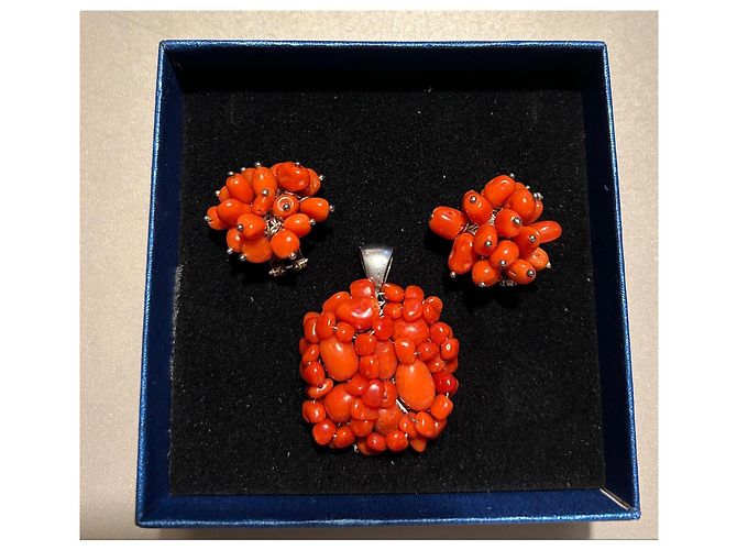 Autre Marque Set Gioielli in Corallo Rosso e Argento S925 - vista 3