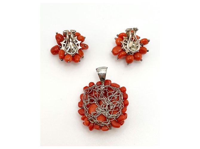 Autre Marque Set Gioielli in Corallo Rosso e Argento S925 - vista 4
