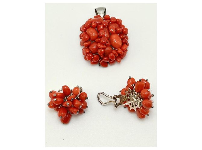 Autre Marque Set Gioielli in Corallo Rosso e Argento S925 - vista 7