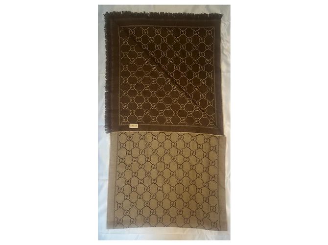 Gucci Bufanda GG Supreme Lana Marrón Castaño - vista 2
