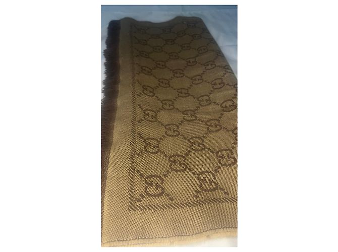 Gucci Bufanda GG Supreme Lana Marrón Castaño - vista 4