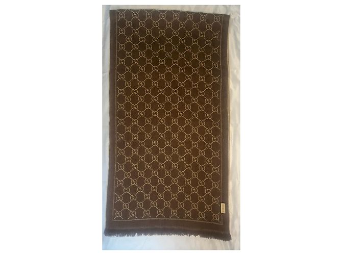 Gucci Bufanda GG Supreme Lana Marrón Castaño - vista 5