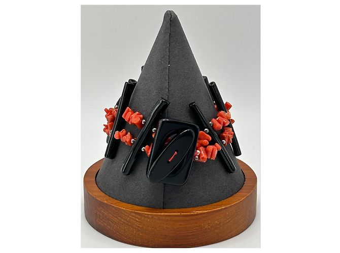 Autre Marque Bracciale in Corallo Rosso e Nero Naturale e Argento S925 - vista 4