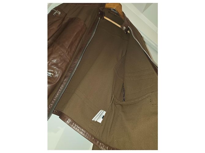 Autre Marque Dirk Bikkembergs Sport Couture braune Lederjacke - Ansicht 10