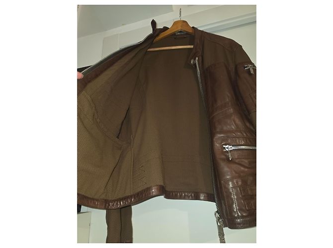 Autre Marque Dirk Bikkembergs Sport Couture braune Lederjacke - Ansicht 11