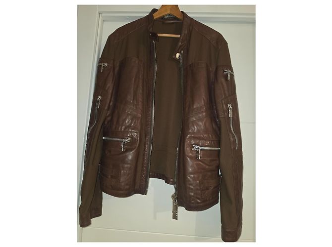 Autre Marque Dirk Bikkembergs Sport Couture braune Lederjacke - Ansicht 12
