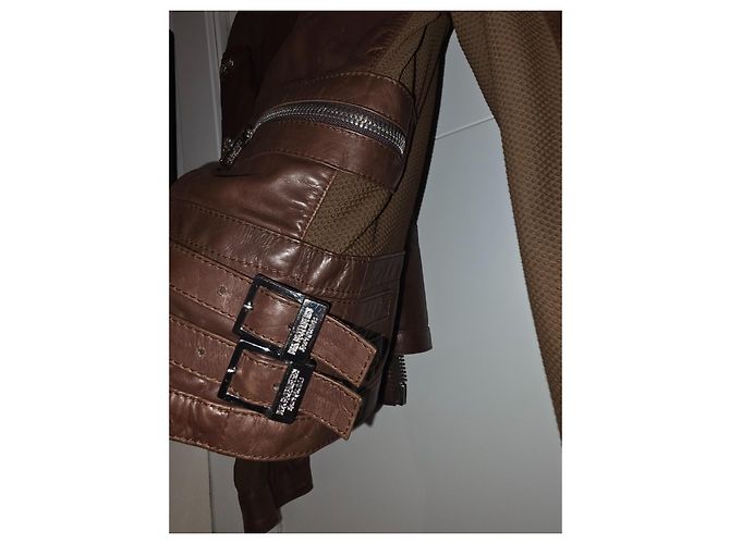 Autre Marque Dirk Bikkembergs Sport Couture braune Lederjacke - Ansicht 20