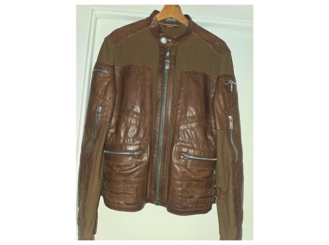 Autre Marque Dirk Bikkembergs Sport Couture braune Lederjacke - Ansicht 3
