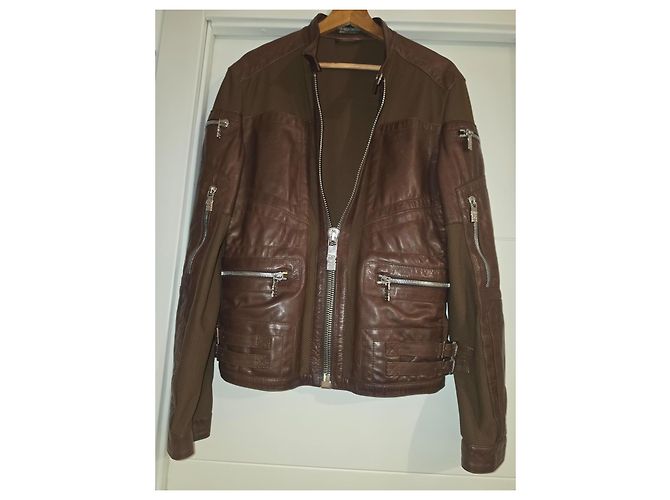 Autre Marque Dirk Bikkembergs Sport Couture braune Lederjacke - Ansicht 4