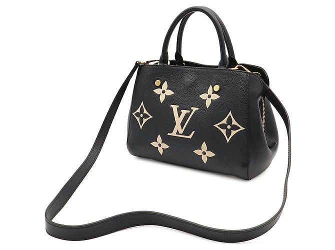 Sac à main Louis Vuitton Monogram Empreinte Montaigne BB Noir Beige - vue 3