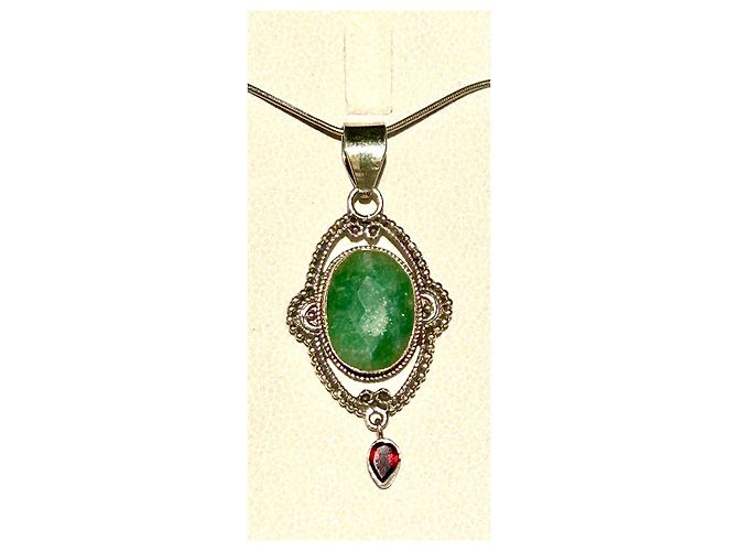 Autre Marque Ciondolo in Argento Sterling con Smeraldo e Granato Rosso Verde - vista 6