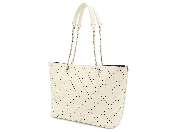 Chanel Perforierte Tote Bag Blau Roh - Ansicht 3