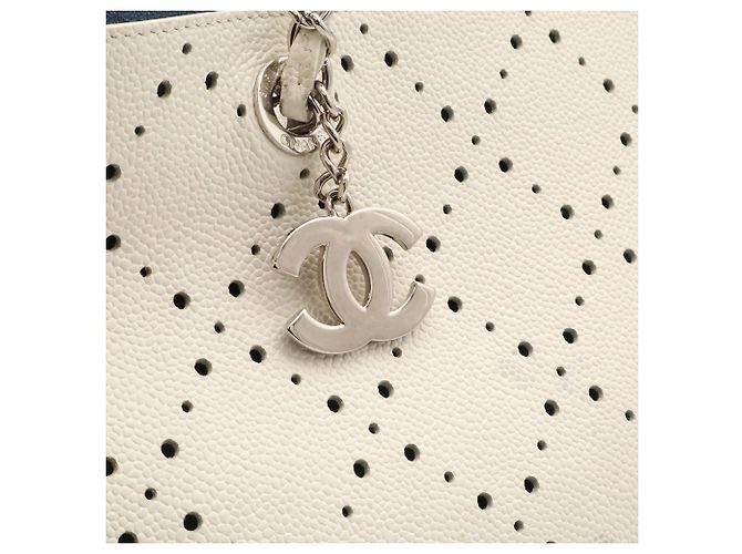 Chanel Perforierte Tote Bag Blau Roh - Ansicht 7