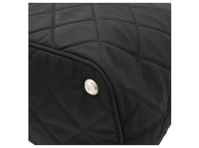 Prada Triangle Tote Bag with Chain Shoulder Strap Black - view 4