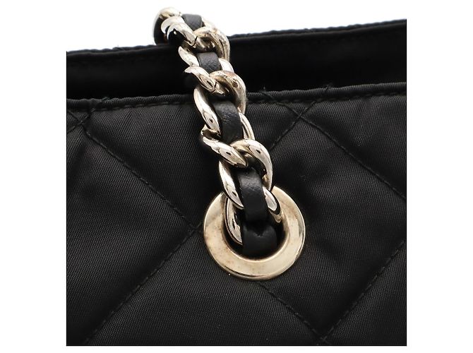 Prada Triangle Tote Bag with Chain Shoulder Strap Black - view 6