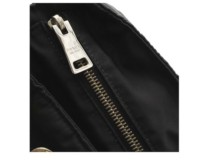 Prada Triangle Tote Bag with Chain Shoulder Strap Black - view 7