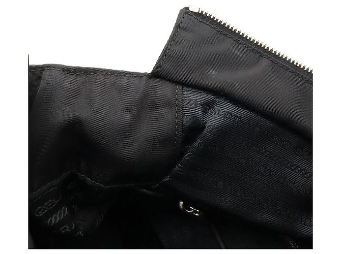 Prada Triangle Tote Bag with Chain Shoulder Strap Black - view 9